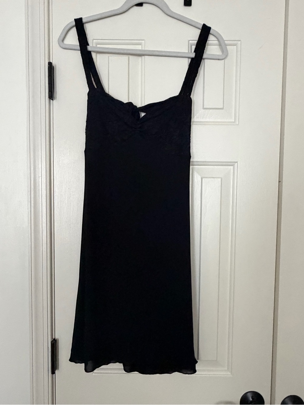 Black Lace-Trim Slip Dress